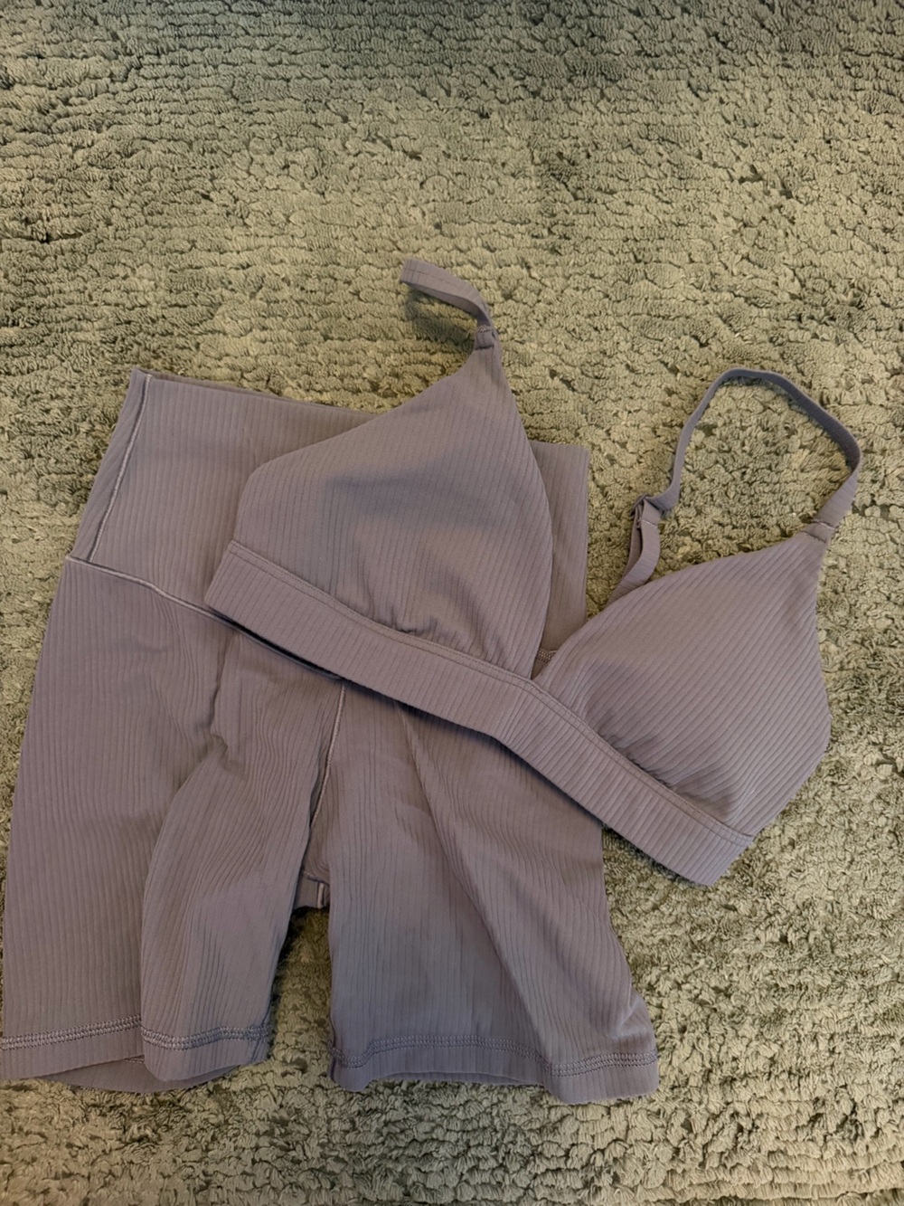 Offline Matte Charcoal Ribbed Bralette Set